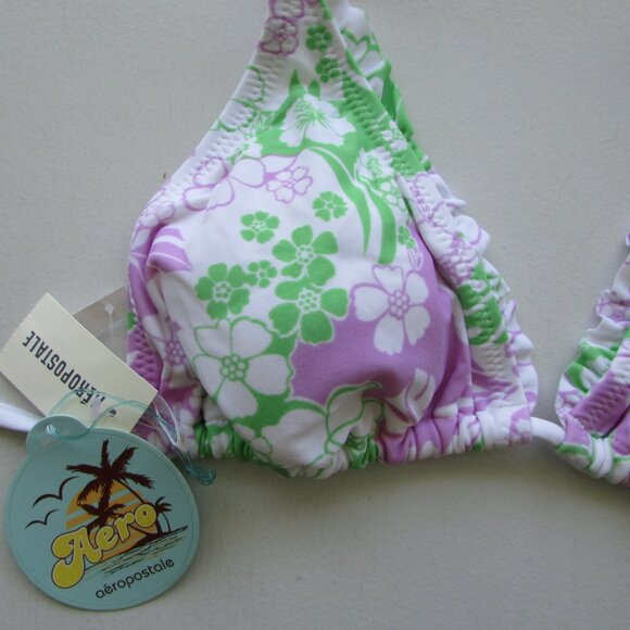 AEROPOSTALE Tropical Print String Bikini - Sz Med - NEW - Picture 4 of 11
